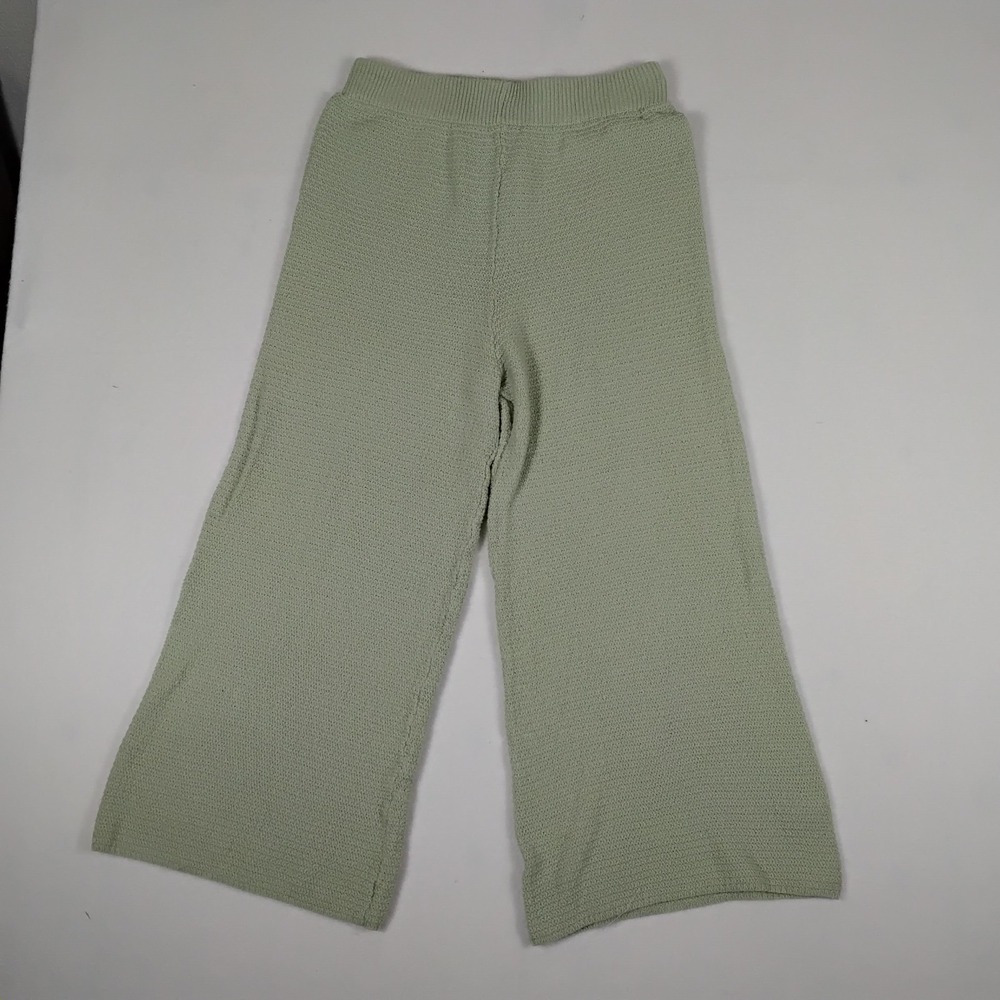 Sincerely Jules Women Sage Green Knit Wide Leg Sweater Pants Ribbed Waist L